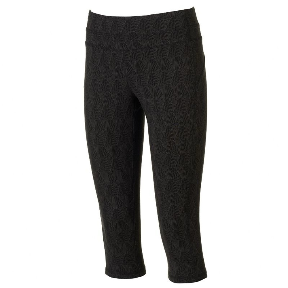 NWT tek gear Geometric Core Lifestyle Capri Yoga Leggings Black Size Medium